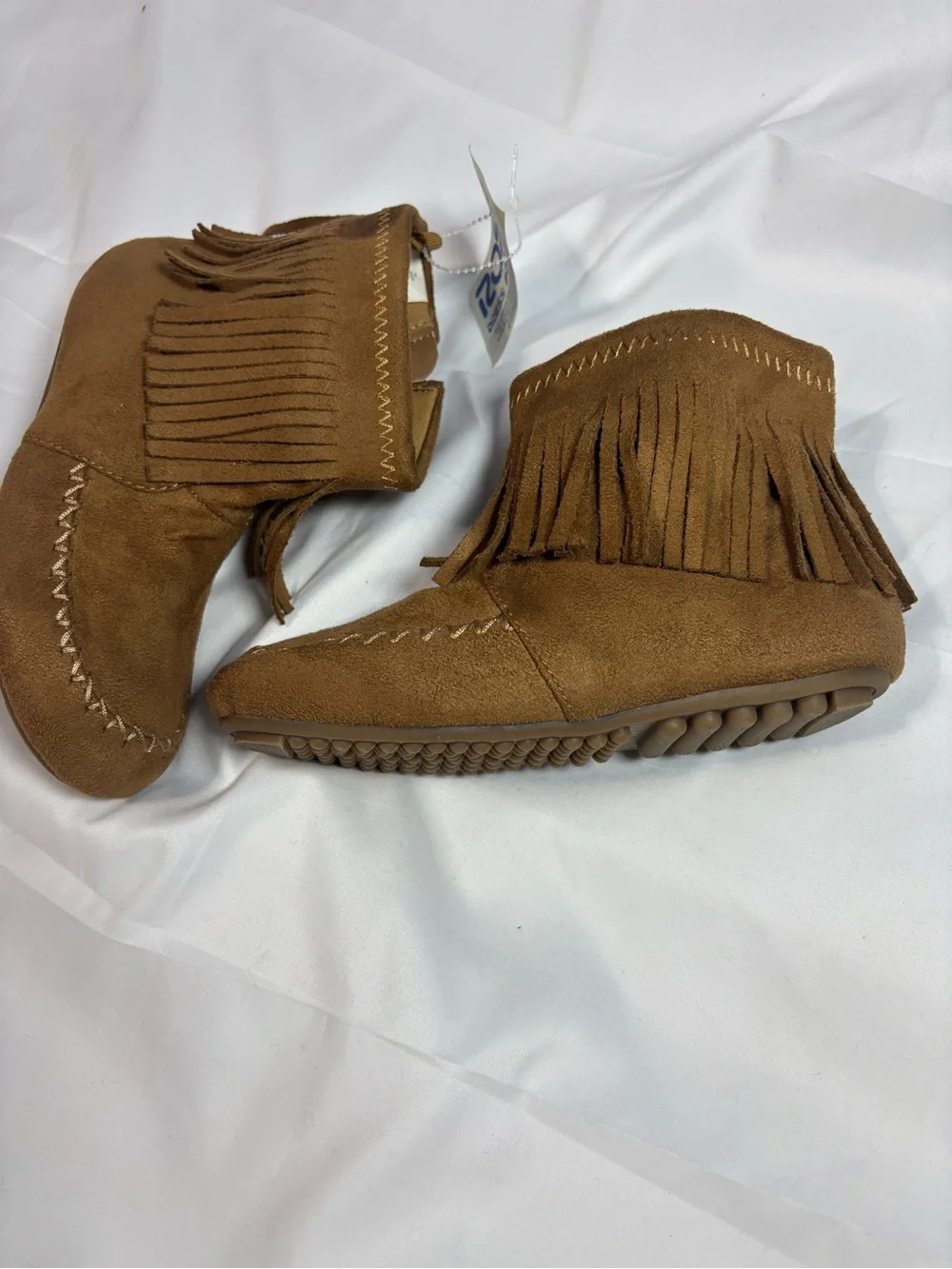Kids Suede Fringe Ankle Boots - Brown